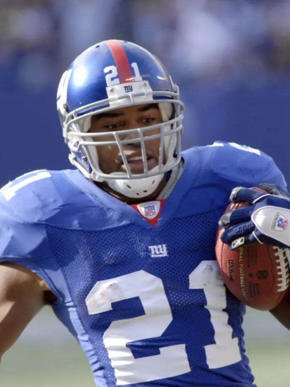3/$188❤️New York Giants #21 Tiki BARBER Reebok On Field 2005-06 Home Jersey
